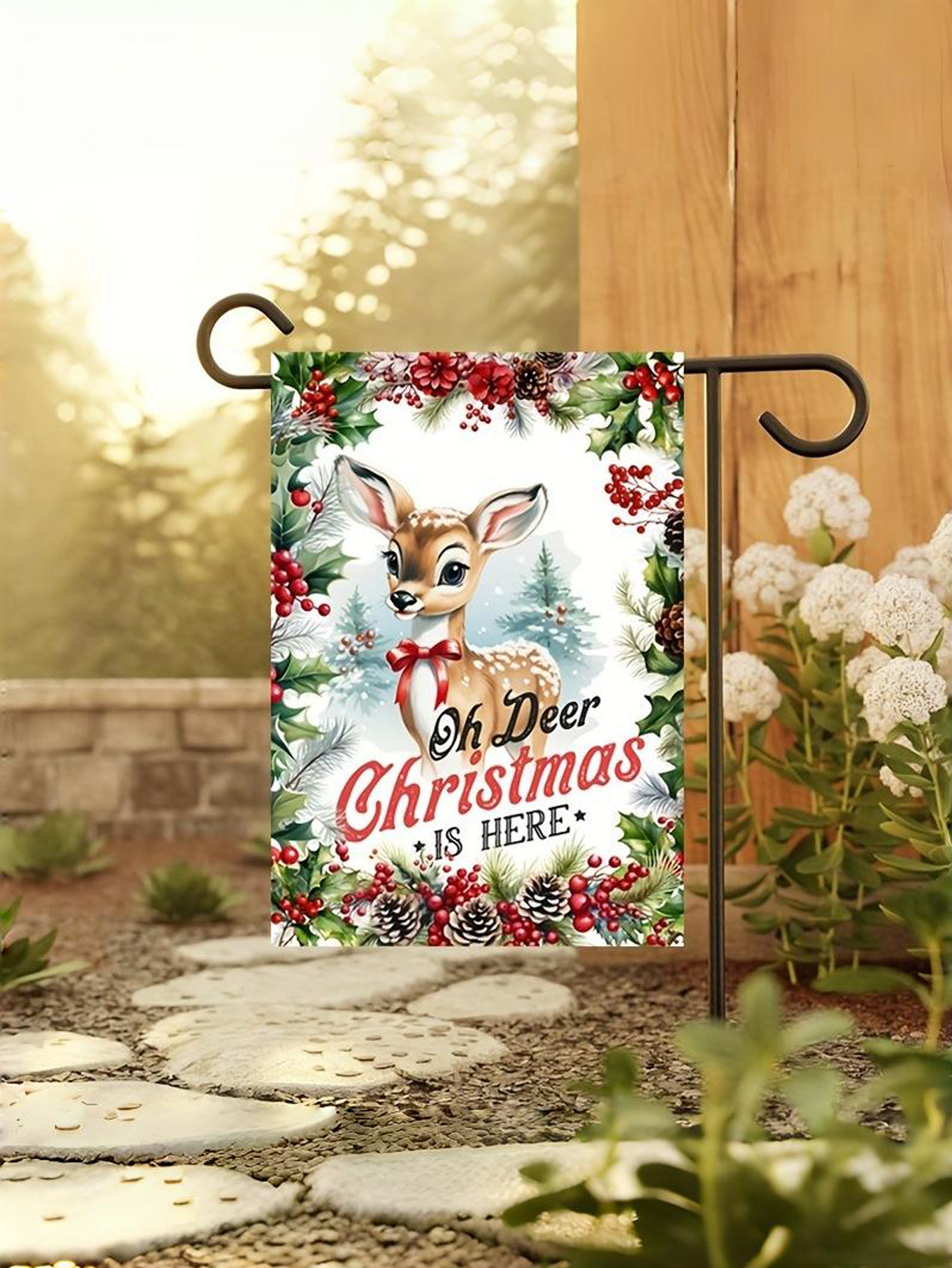 Custom Christmas Deer Garden Flag